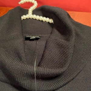 NWT TALBOTS BLACK COWL NECK WOOL SWEATER.   SIZE M.